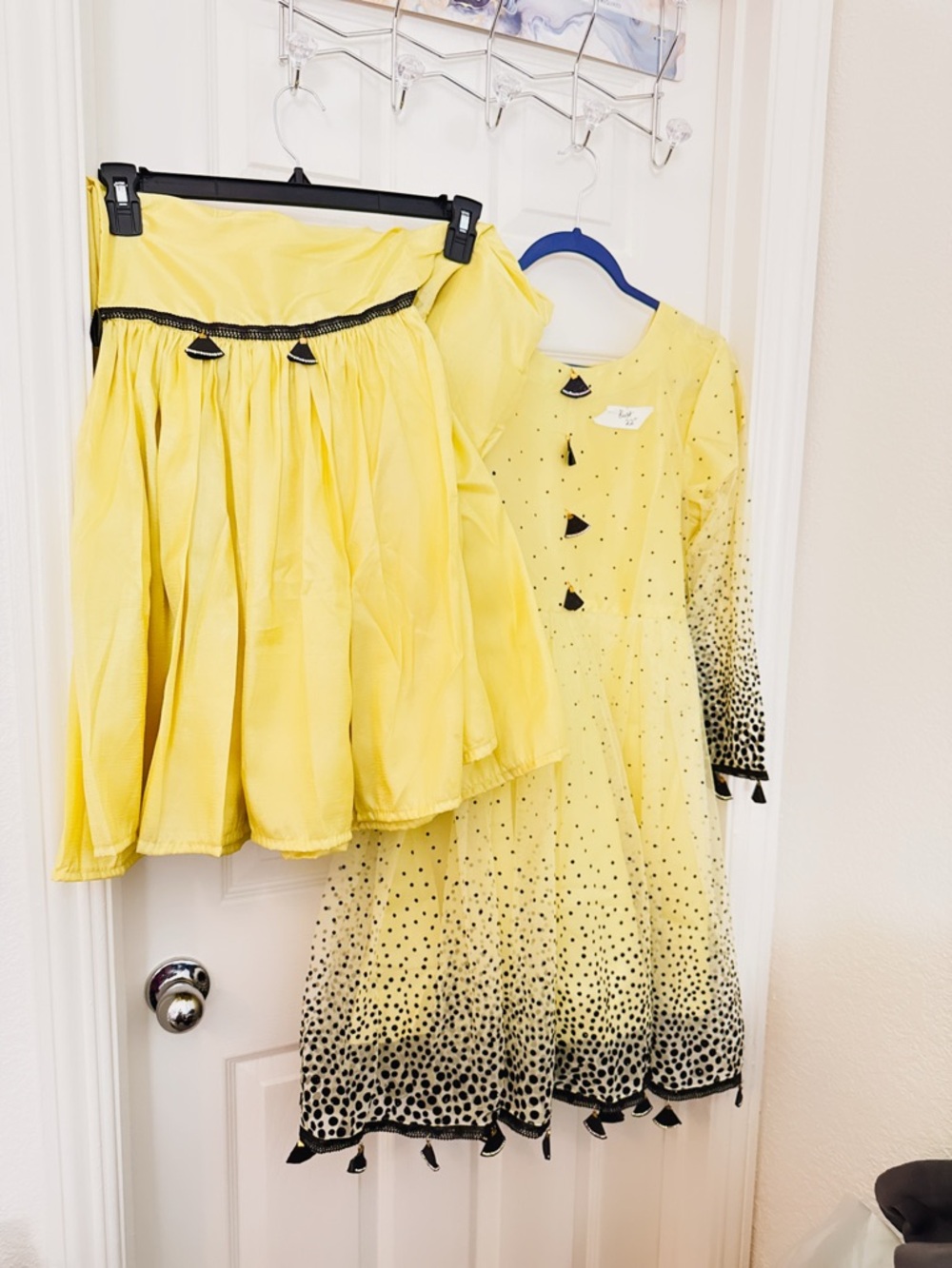 Yellow Tassel Detail Dress & grara set